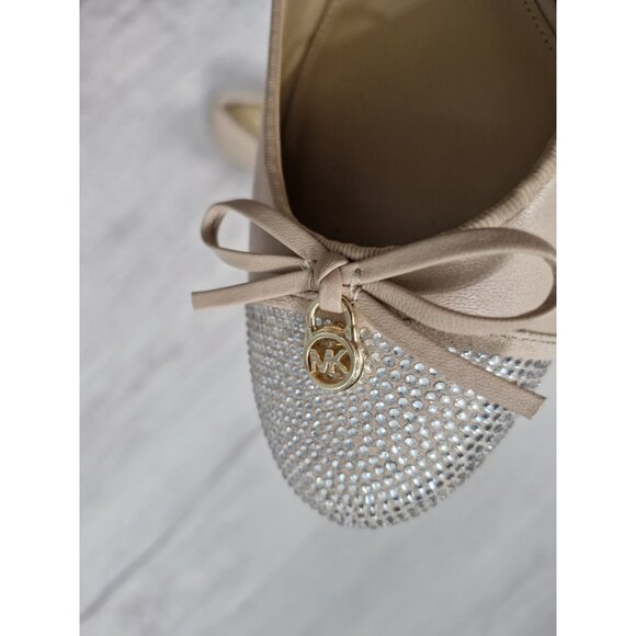 Michael Kors Silver glitter Front bow W/ Charms flat size 7-7.5M - Picture 5 of 16